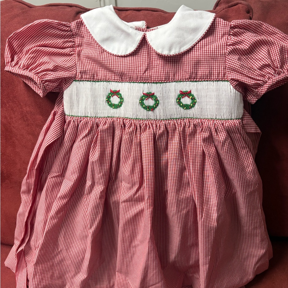 Jayne Copeland Embroidered Red and White Little Girls Christmas Dress